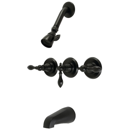 Kingston Brass KB230ACL Three-Handle Tub and Shower Faucet, Matte Black KB230ACL
